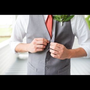 Mens grey suit formal vest size medium